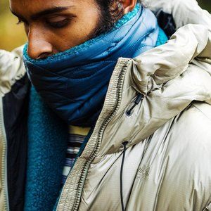 Beams Plus Men's Quilted Boa Fleece Muffler in Navy